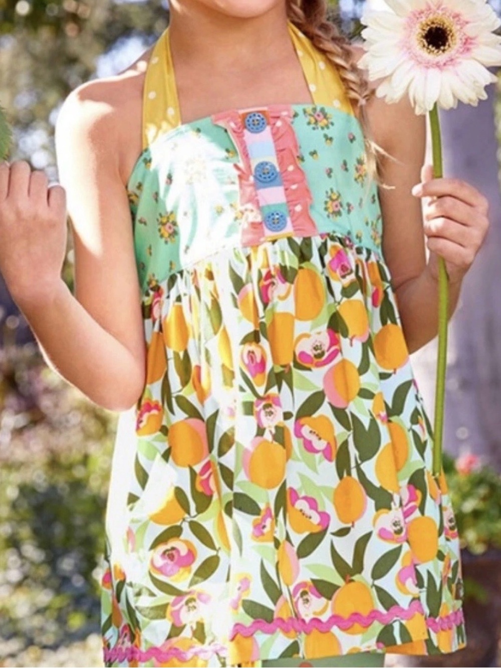 Matilda Jane Girls Brilliant Daydream You're a Peach Tunic Halter Top Sz 12